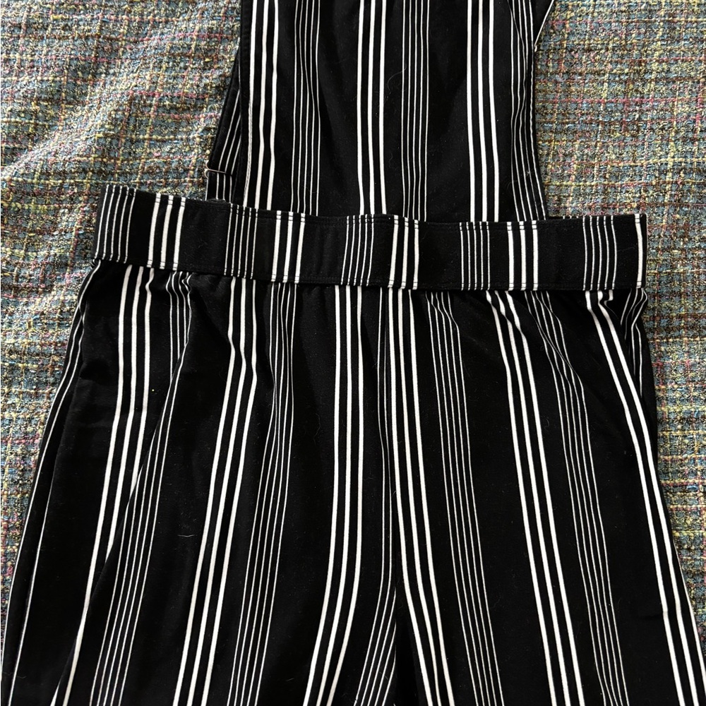 eye candy Black and White Vertical Stripe Wide-Leg Jumpsuit overalls comfy soft